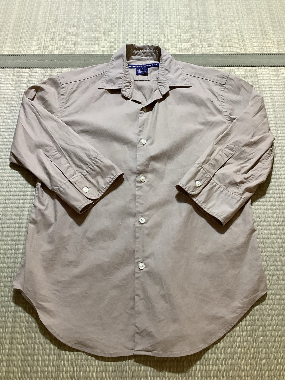 Ralph Lauren Sport Khaki Long Sleeve Button Up Shirt Pony on Sleeve Cotton Small